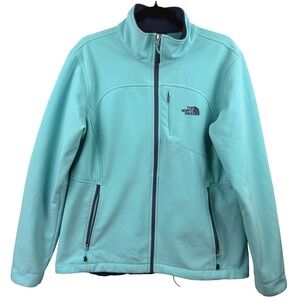 The North Face Apex Bionic Softshell Jacket Womens Large Teal Blue Windproof